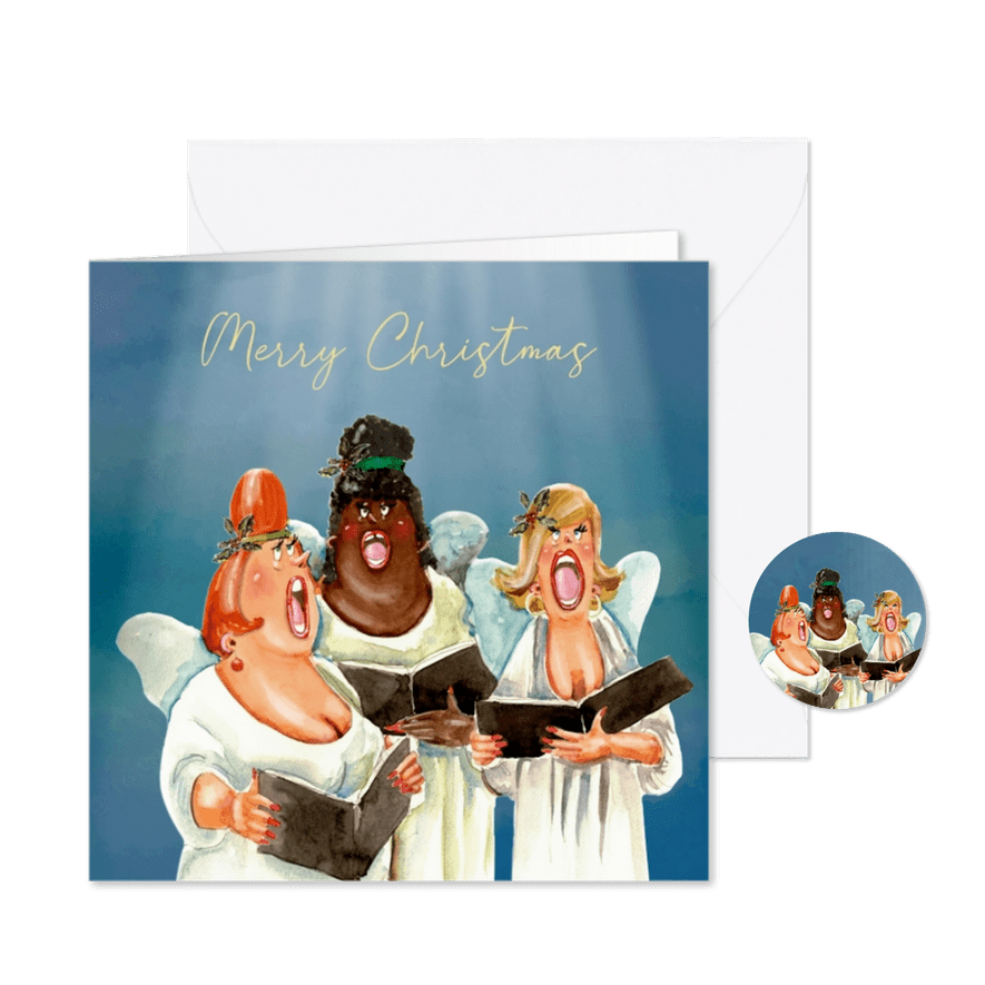 Kerstkaart het engelenkoor - Kaartimpressie