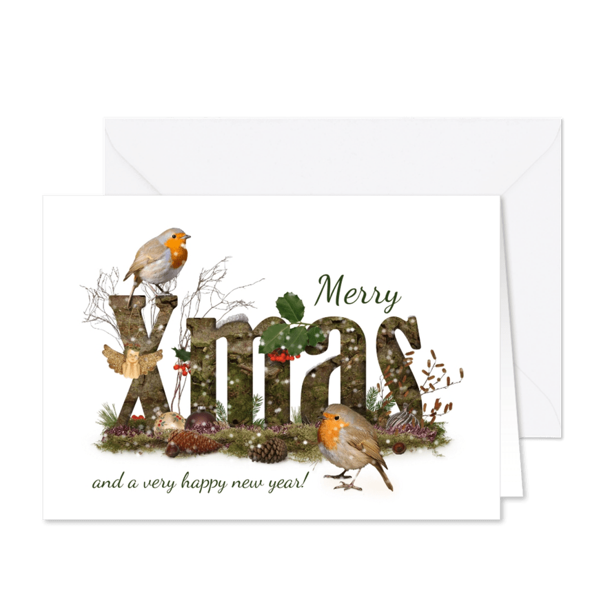 Kerstkaart het winterse besneeuwde bos - Kaartimpressie