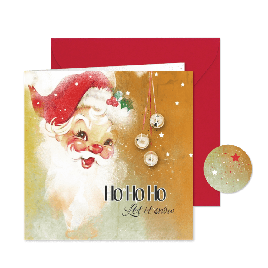 Kerstkaart ho ho ho let it snow - Kaartimpressie