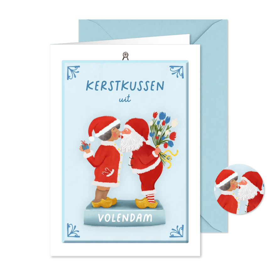 Kerstkaart Hollandse tegel en (vervangbare) plaatsnaam - Kaartimpressie