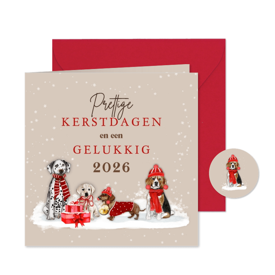 Kerstkaart hondjes kerst - Kaartimpressie