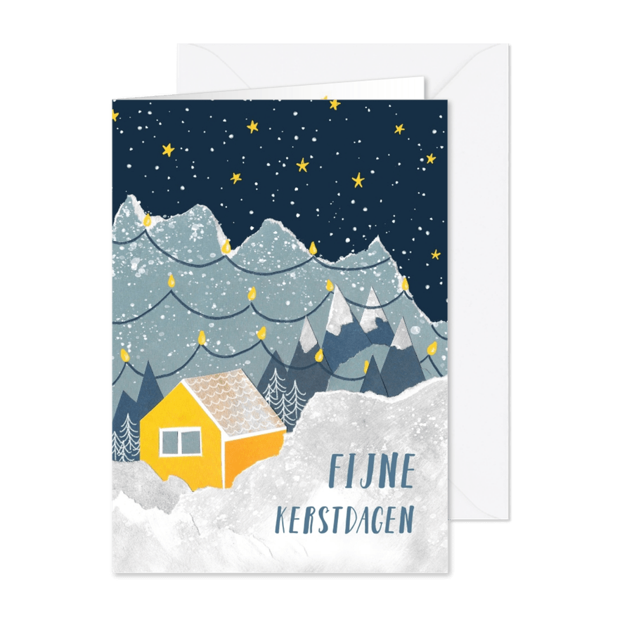 Kerstkaart huisje in de bergen - Kaartimpressie