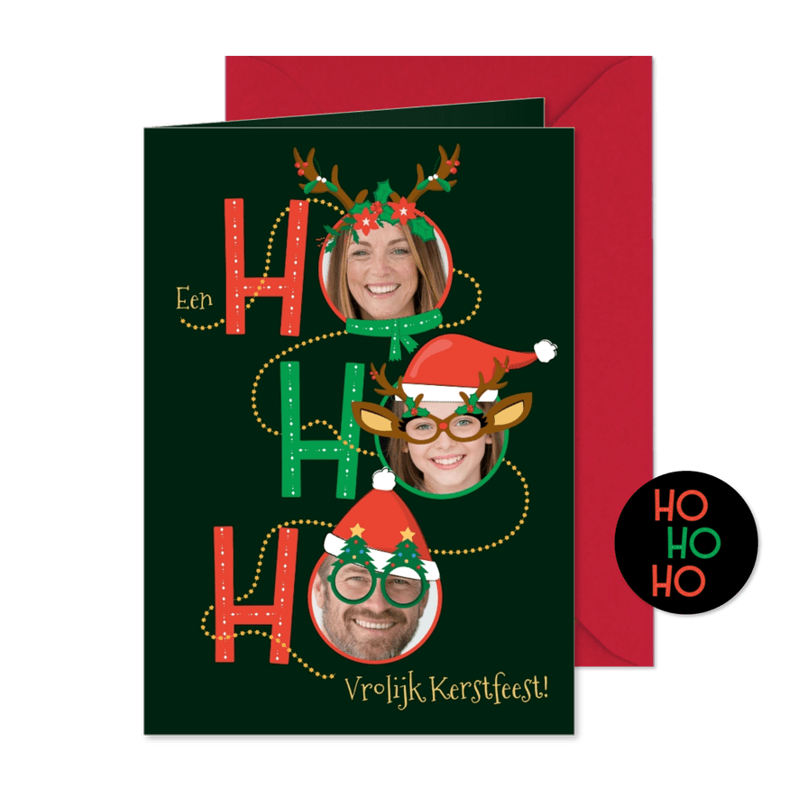Kerstkaart humor verkleedfeest portretten met kerst props - Kaartimpressie