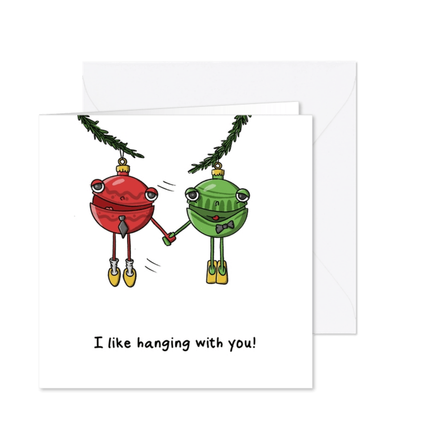 Kerstkaart i like hanging with you kaart - Kaartimpressie