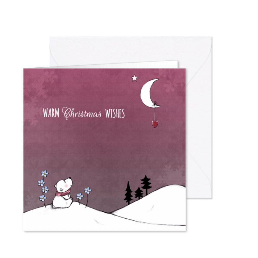 Kerstkaart ijsbeer en maan - IH - Kaartimpressie
