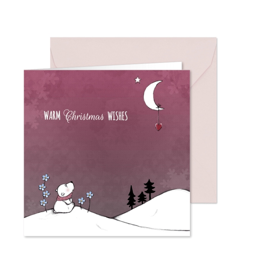Kerstkaart ijsbeer en maan - Kaartimpressie