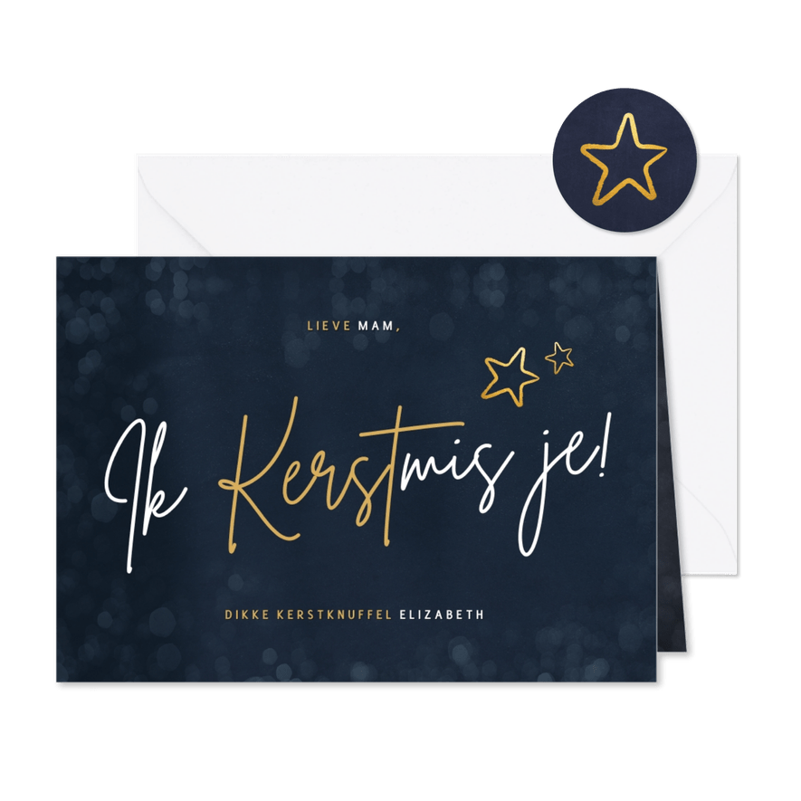 Kerstkaart ik kerst-mis je! - niet samen kunnen zijn - Kaartimpressie