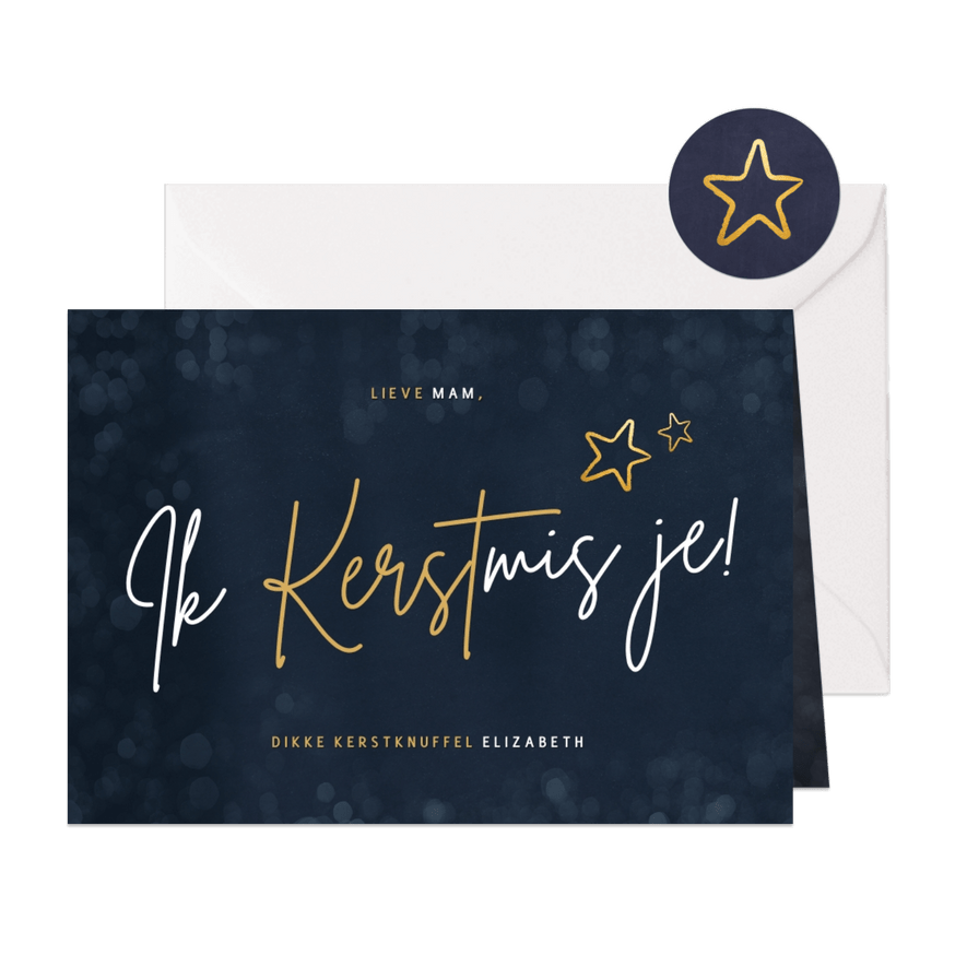 Kerstkaart ik kerst-mis je! - niet samen kunnen zijn - Kaartimpressie