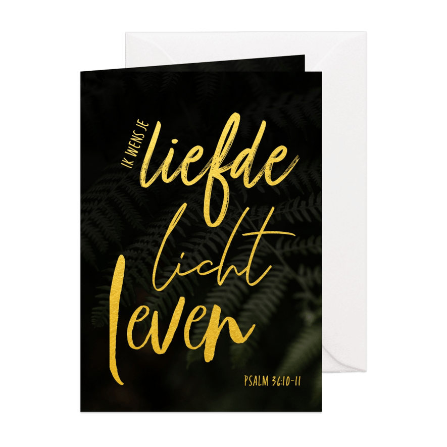 Kerstkaart - ik wens je licht, liefde, leven  - Kaartimpressie