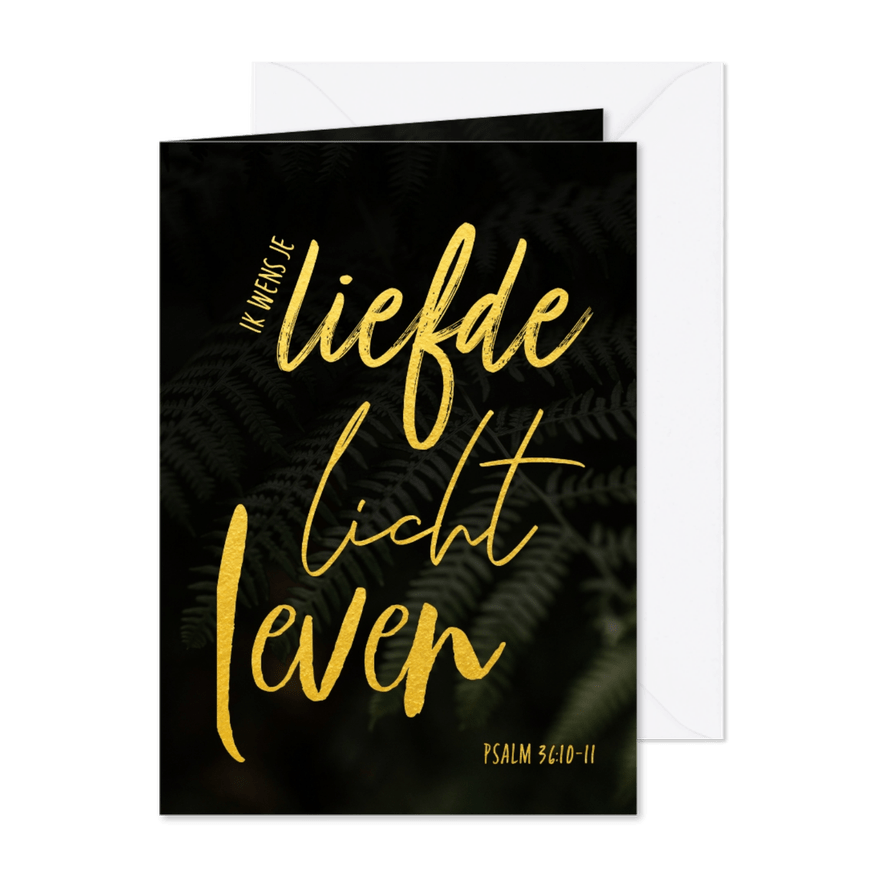 Kerstkaart - ik wens je licht, liefde, leven - Kaartimpressie