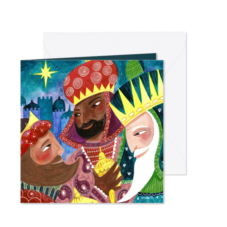 Kerstkaart illustratie drie koningen wijzen relikwieen - Kaartimpressie
