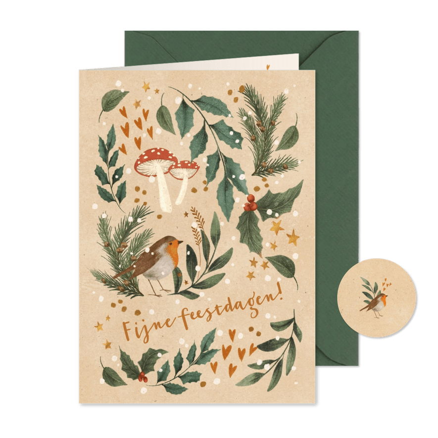 Kerstkaart illustratie met eigen foto aan de binnenkant - Kaartimpressie