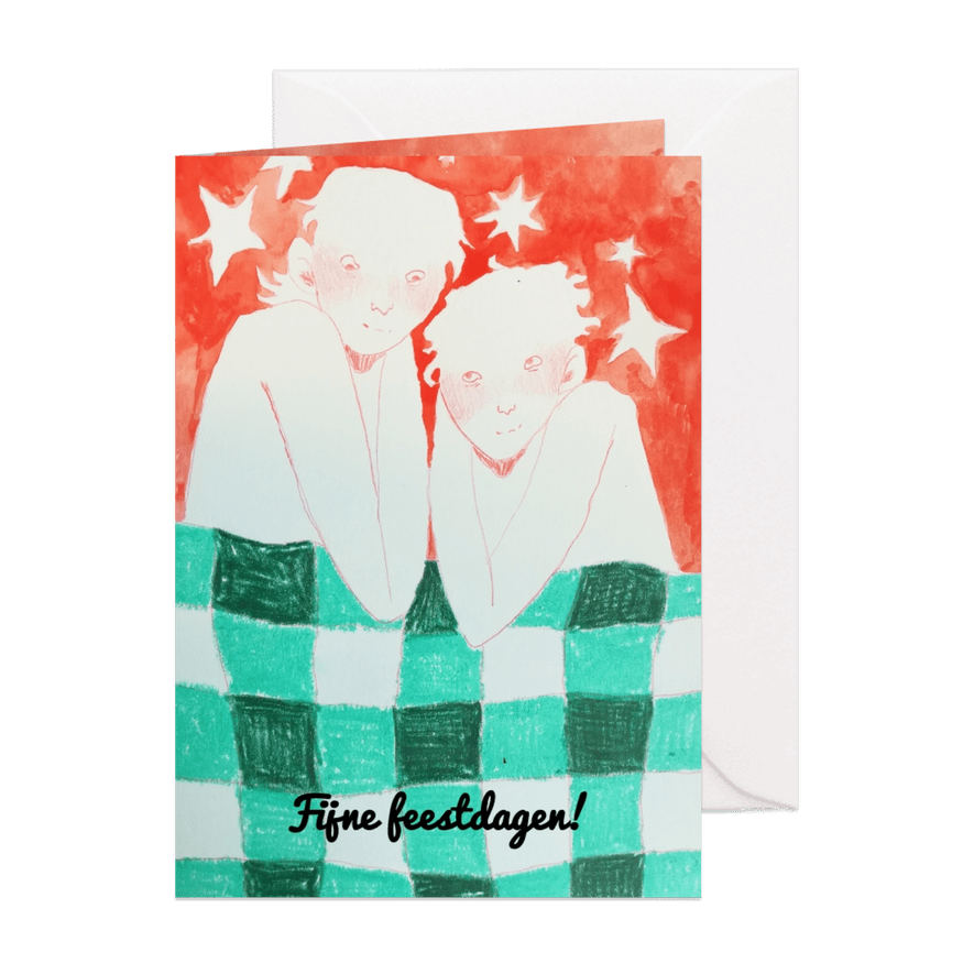 Kerstkaart illustratie met stel - Kaartimpressie