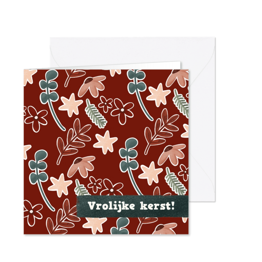 Kerstkaart in botanisch thema met sterren - Kaartimpressie