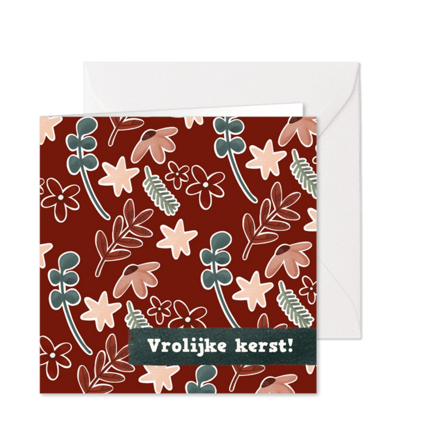 Kerstkaart in botanisch thema met sterren - Kaartimpressie