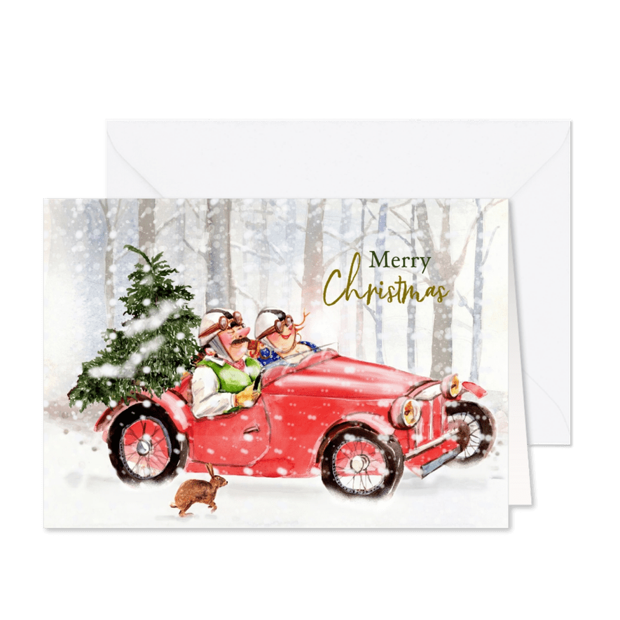 Kerstkaart in de oldtimer - Kaartimpressie