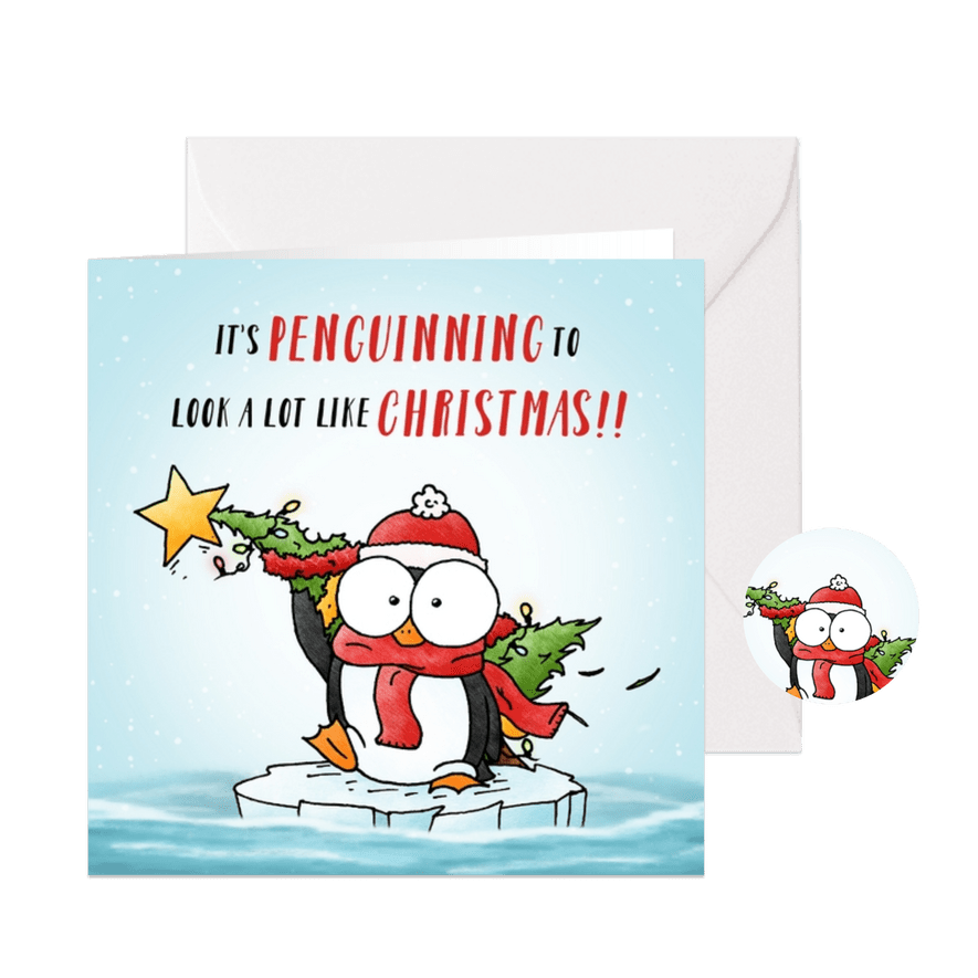 Kerstkaart - It's penguinning to look a lot like Christmas - Kaartimpressie