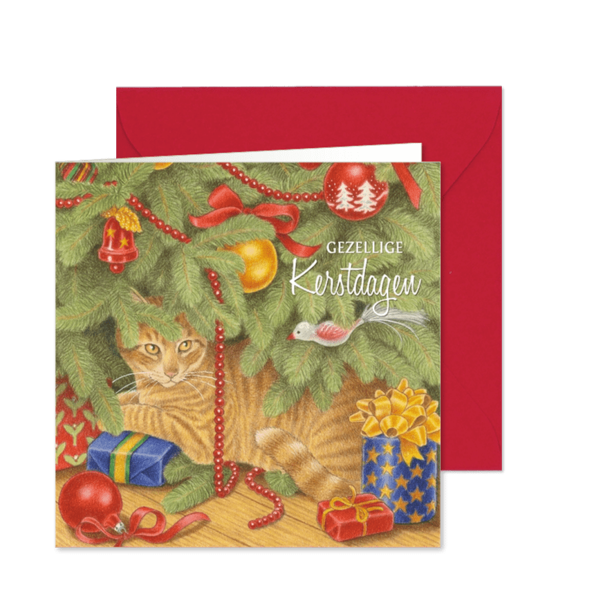 Kerstkaart Joris onder de kerstboom - Kaartimpressie