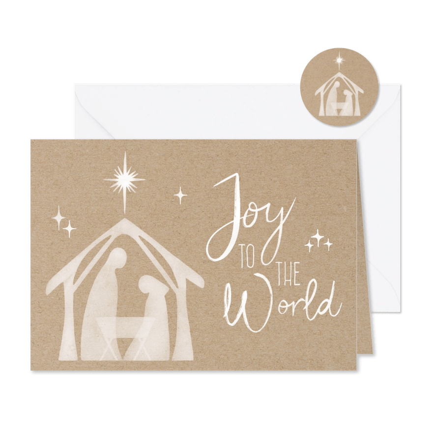 Kerstkaart Joy to the World - Christelijk - Kaartimpressie