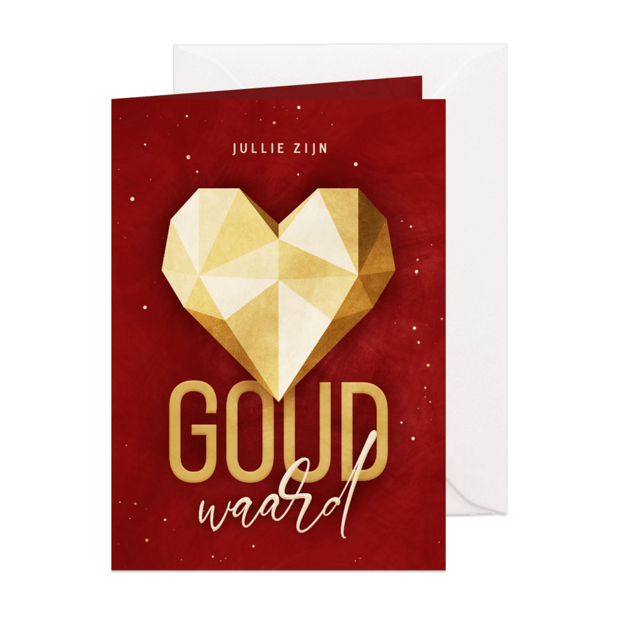 Kerstkaart jullie zijn goud waard met hart van goud - Kaartimpressie