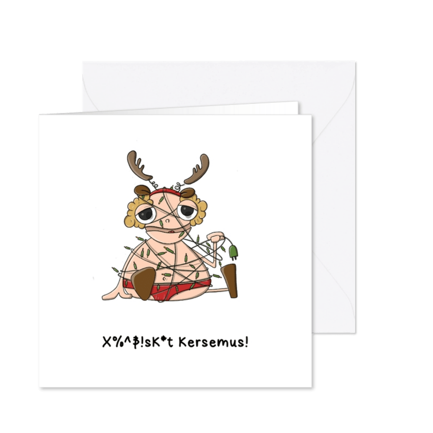 Kerstkaart k*t(@$^ kersemus kaart - Kaartimpressie