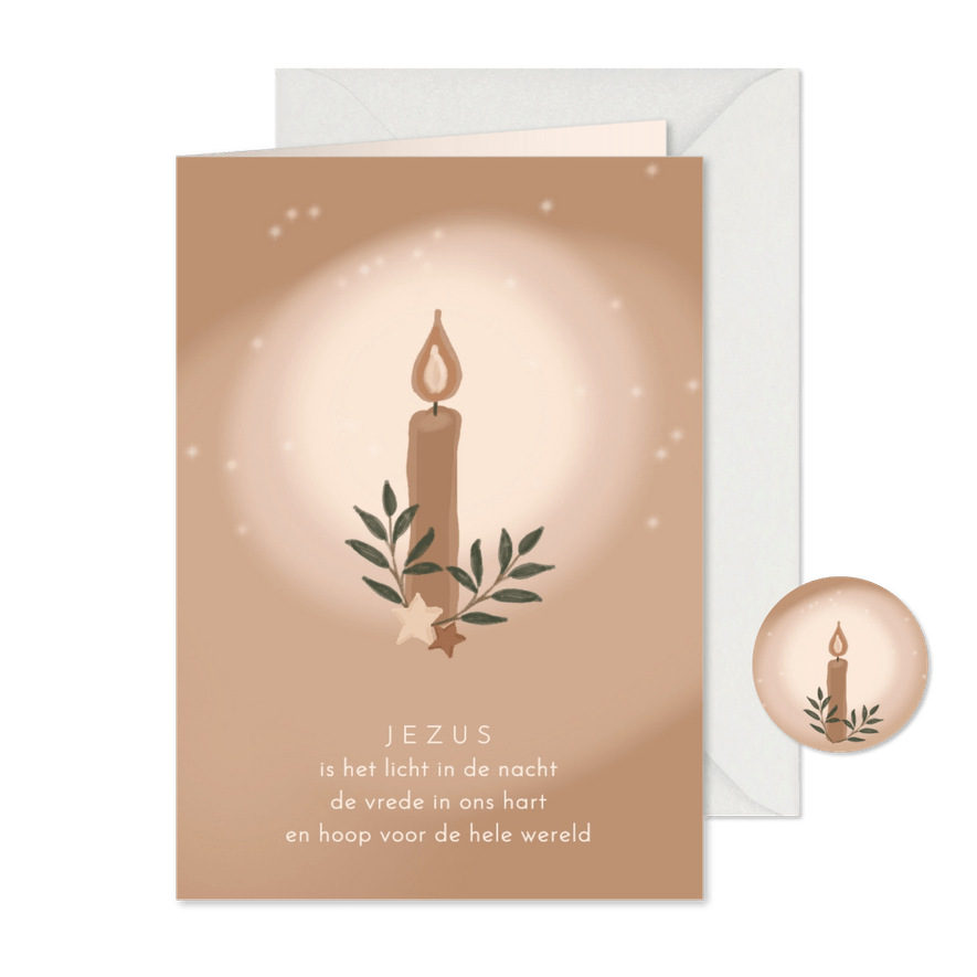 Kerstkaart kaars terra - Kaartimpressie