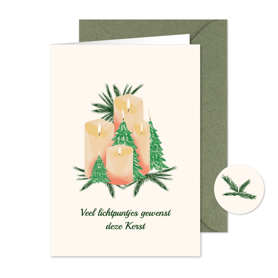 Kerstkaart kaarsen brengen sfeer met kerst - Kaartimpressie