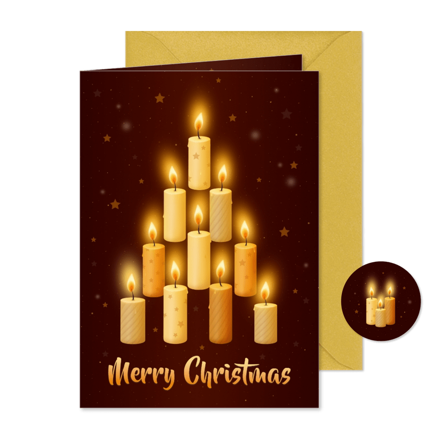 Kerstkaart kaarsen kerstboom - Kaartimpressie