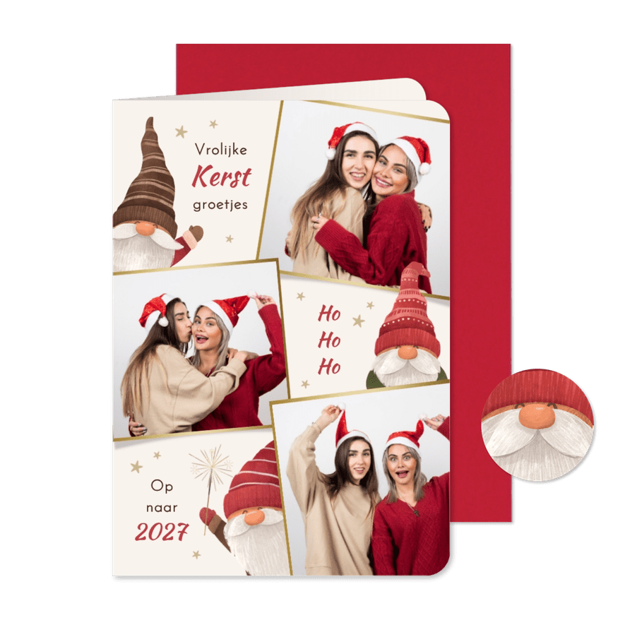 Kerstkaart kabouters fotokaart sterren grappig humor - Kaartimpressie