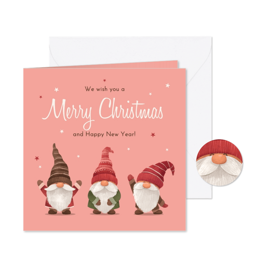 Kerstkaart kabouters merry christmas happy new year - Kaartimpressie