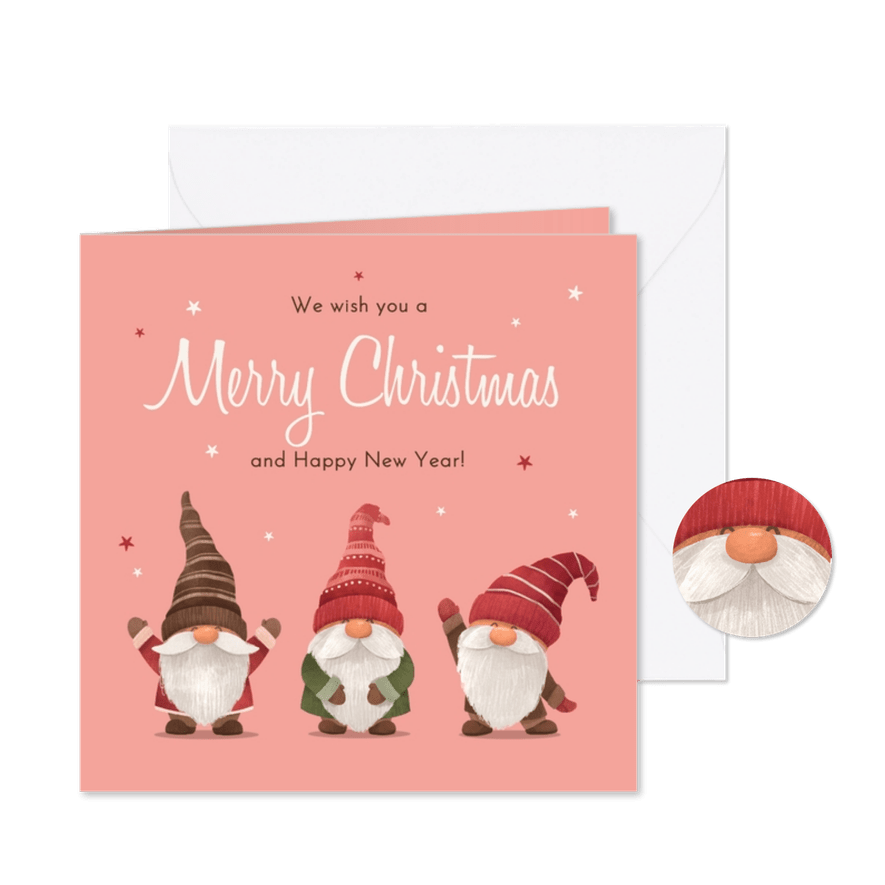 Kerstkaart kabouters merry christmas happy new year - Kaartimpressie