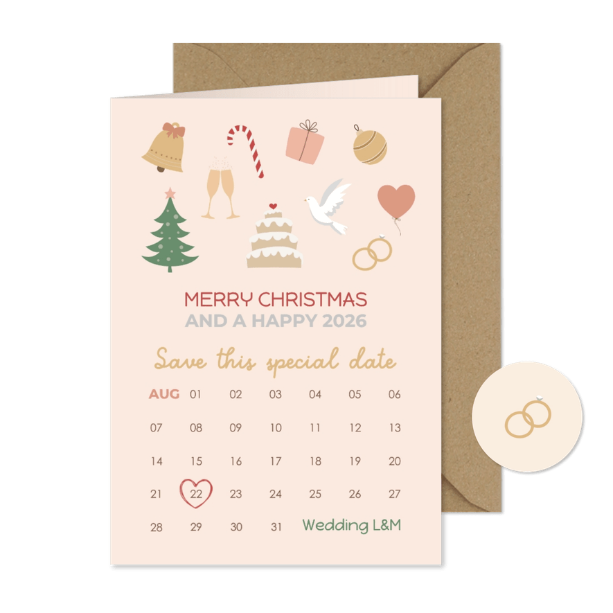 Kerstkaart kalender Save the date - Kaartimpressie