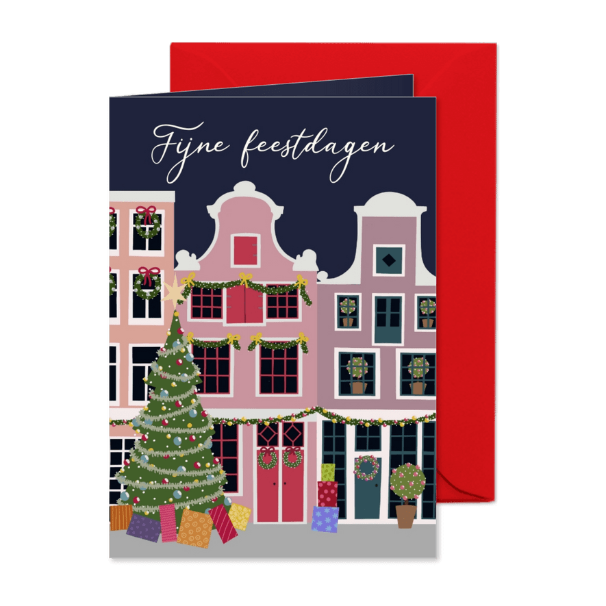 Kerstkaart - kerst in de stad - Kaartimpressie