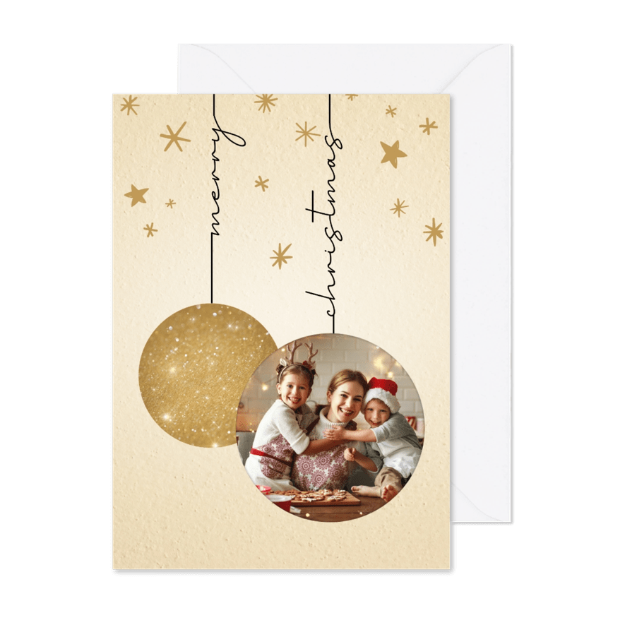 Kerstkaart kerstbal fotokaart - Kaartimpressie