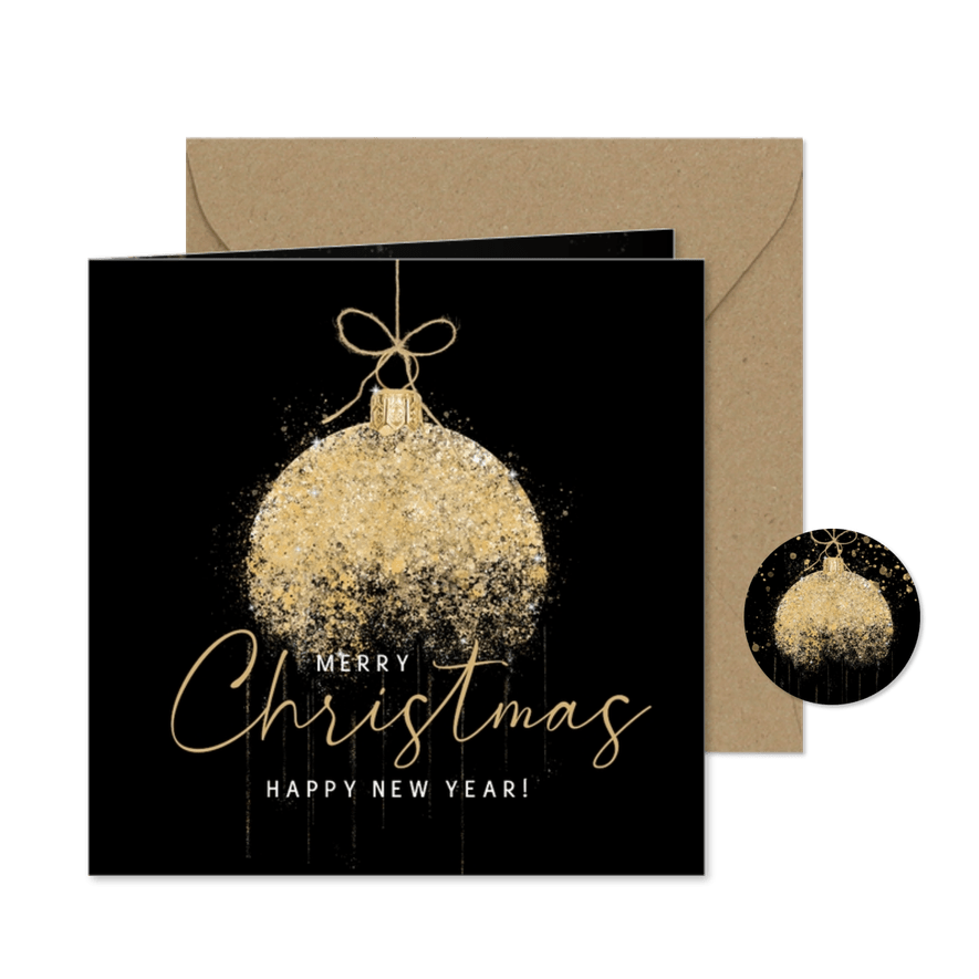 Kerstkaart kerstbal sterrenstof - Kaartimpressie