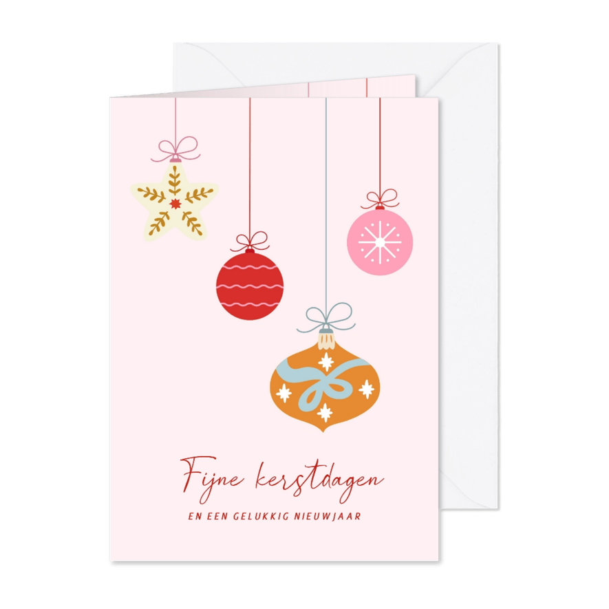 Kerstkaart kerstballen Vrienden GHZ - Kaartimpressie