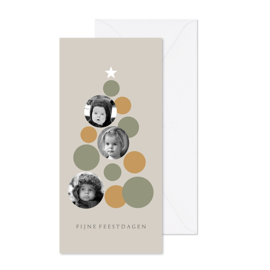 Kerstkaart kerstboom foto kerstballen - Kaartimpressie