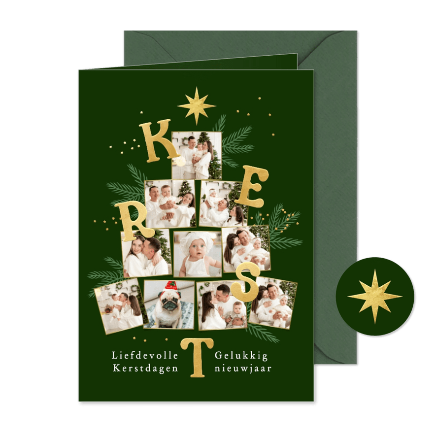 Kerstkaart kerstboom fotocollage kerst nieuwjaar fotokaart - Kaartimpressie
