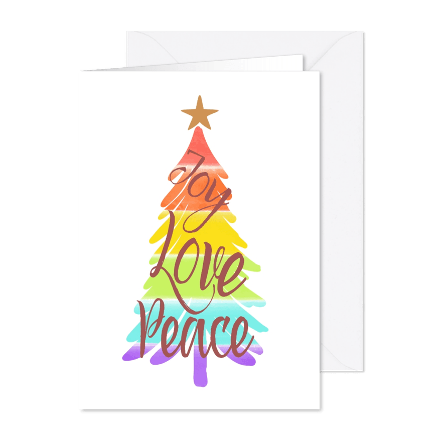 Kerstkaart - Kerstboom in regenboogkleuren - Kaartimpressie