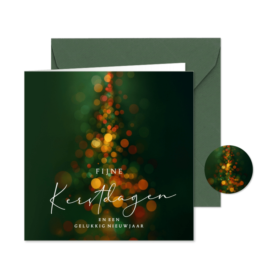 Kerstkaart kerstboom licht flair - Kaartimpressie