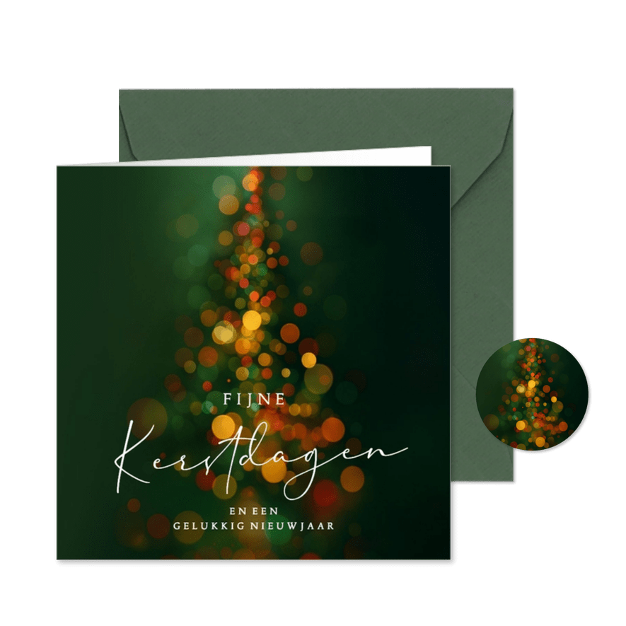 Kerstkaart kerstboom licht flair - Kaartimpressie