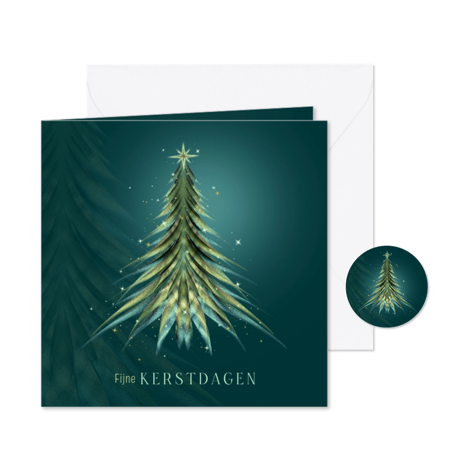 Kerstkaart kerstboom op groen - Kaartimpressie