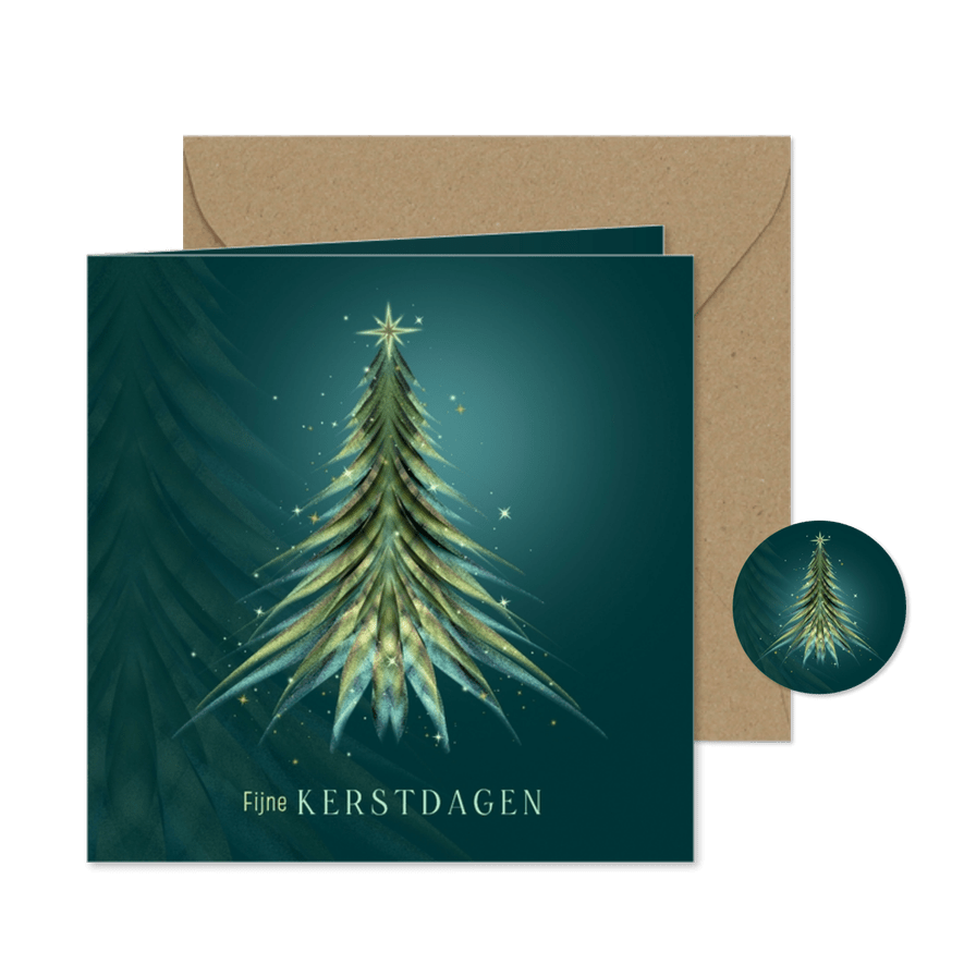 Kerstkaart kerstboom op groen - Kaartimpressie