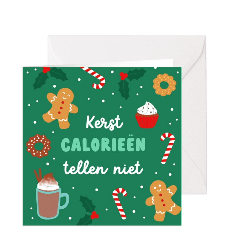 Kerstkaart kerstcalorieën tellen niet  - Kaartimpressie