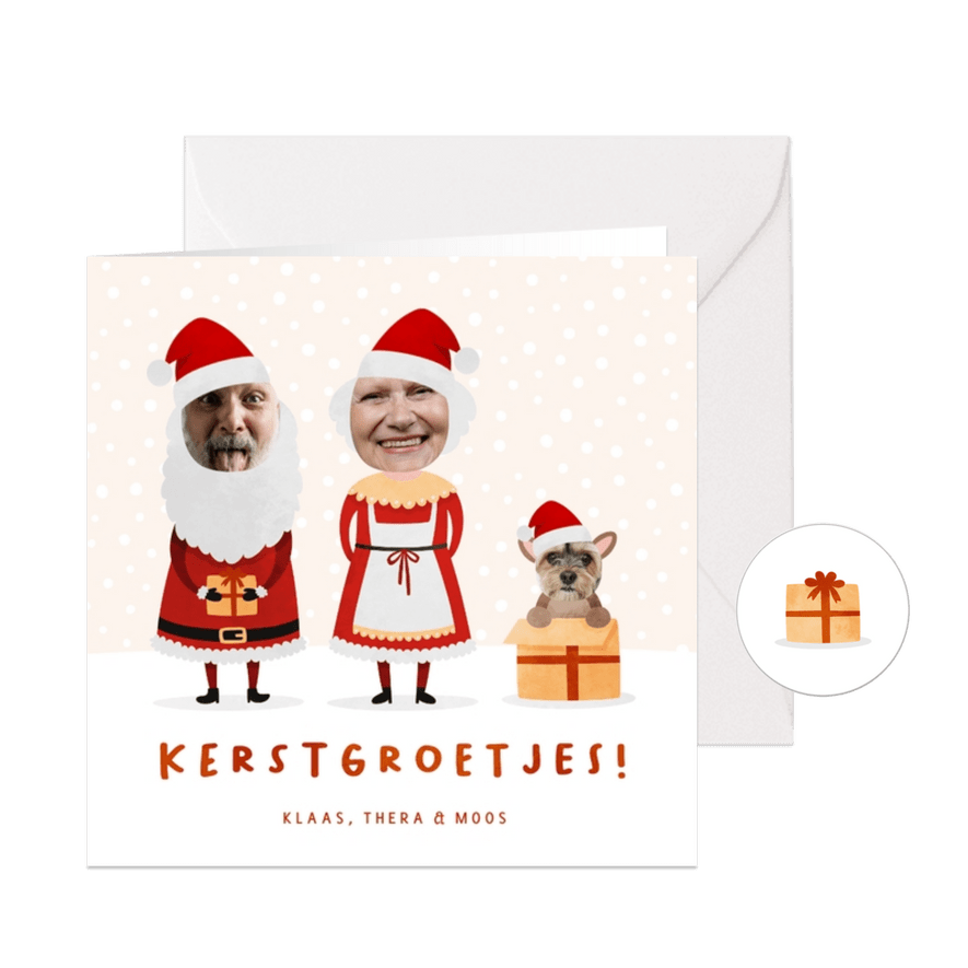 Kerstkaart kerstfamilie met eigen foto's - Kaartimpressie