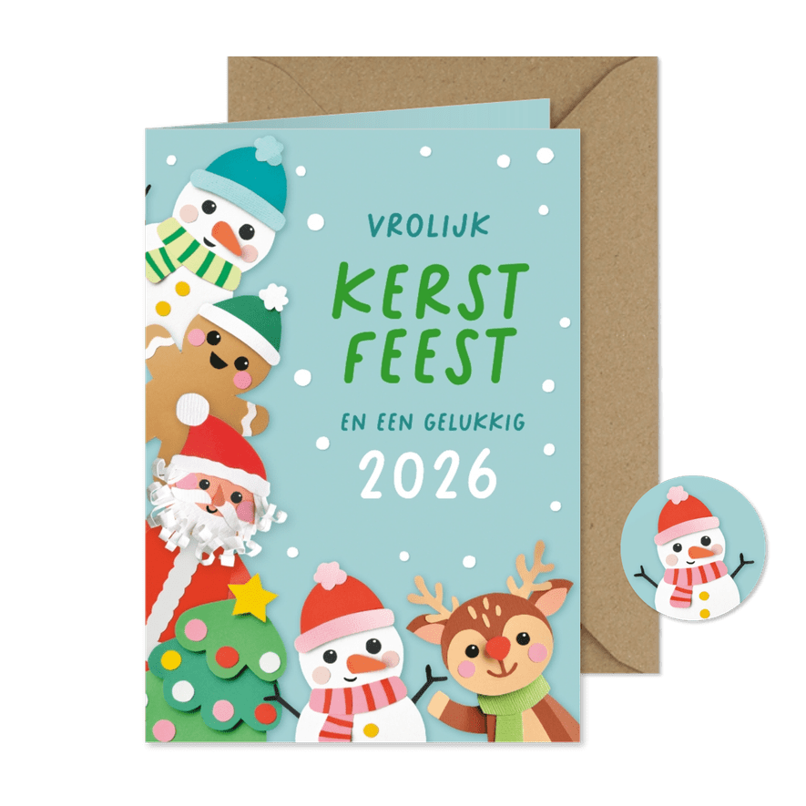 Kerstkaart kerstfiguren en foto - Kaartimpressie