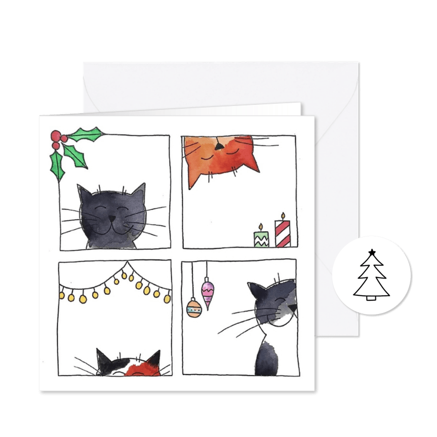 Kerstkaart - Kerstkatten - Kaartimpressie
