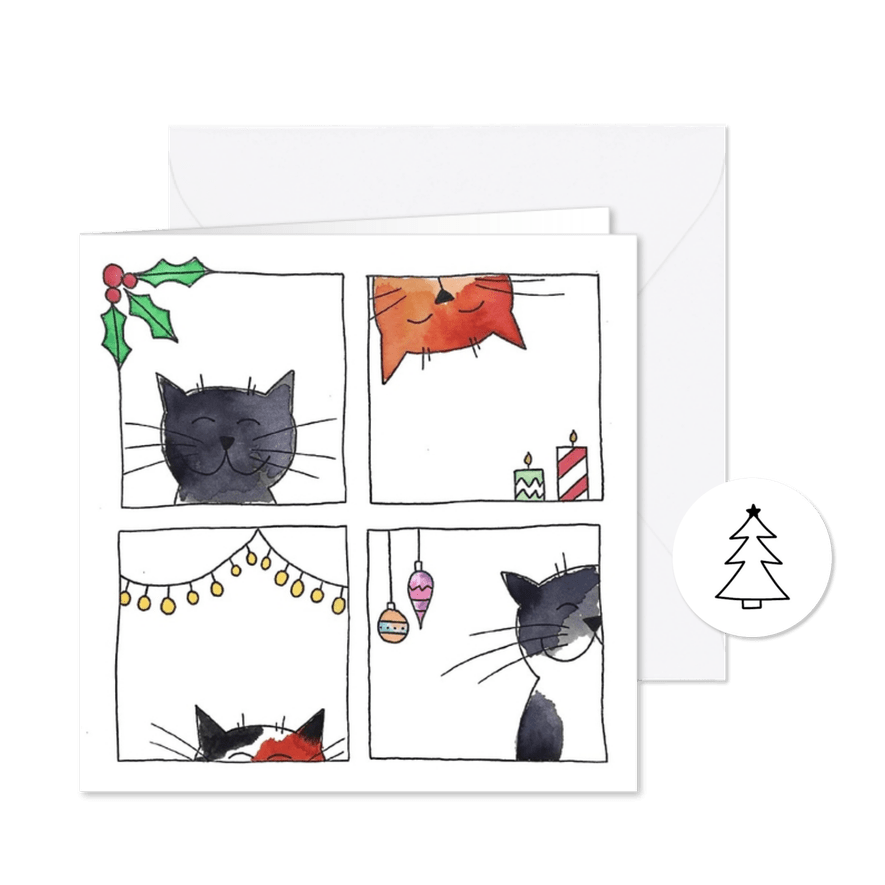 Kerstkaart - Kerstkatten - Kaartimpressie