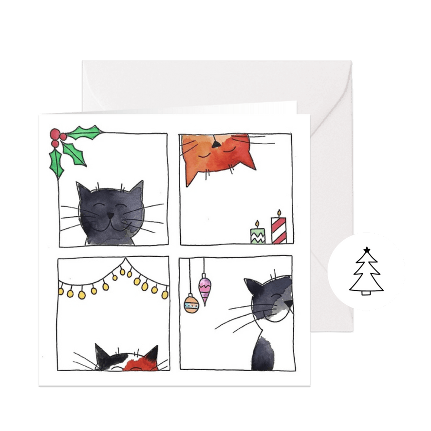 Kerstkaart - Kerstkatten - Kaartimpressie