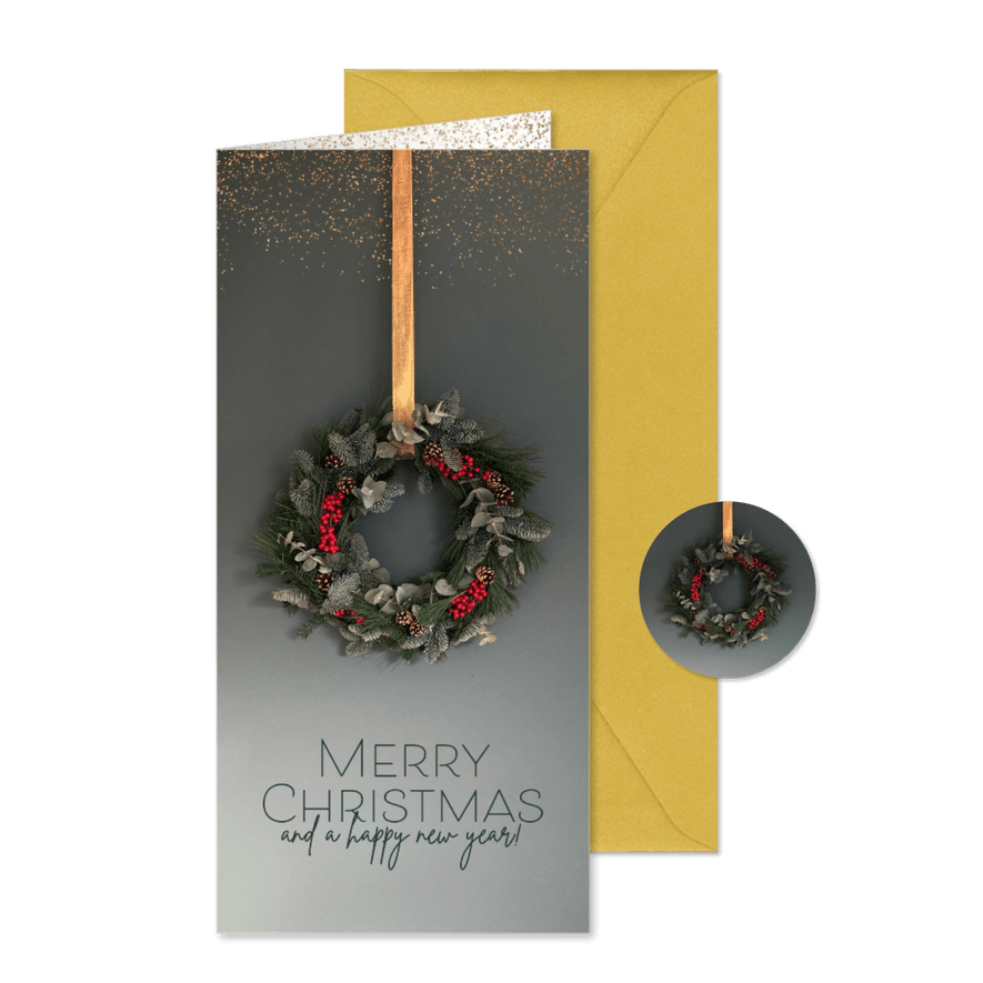 Kerstkaart kerstkrans klassiek - Kaartimpressie